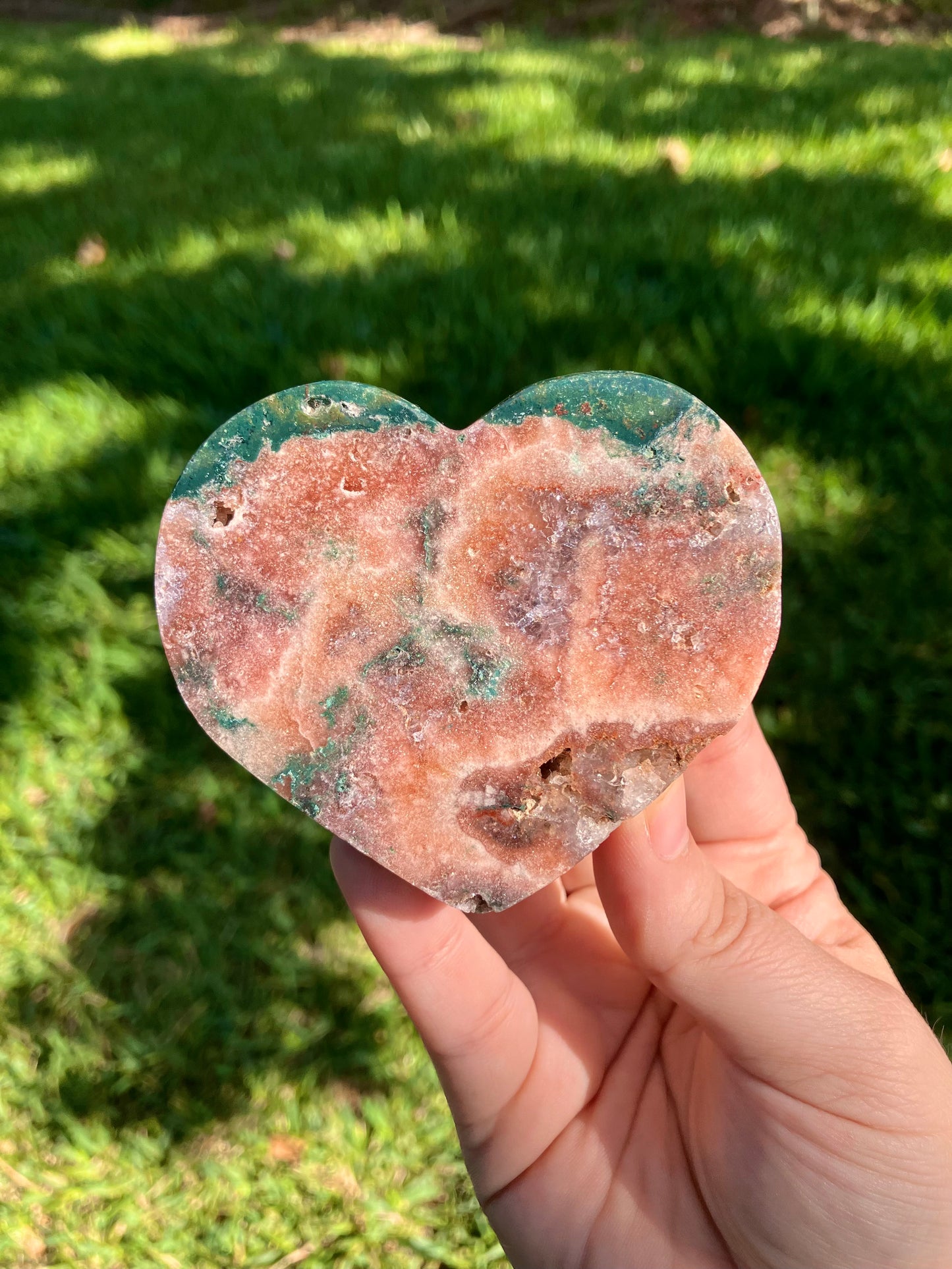 Pink Amethyst Heart on Stand