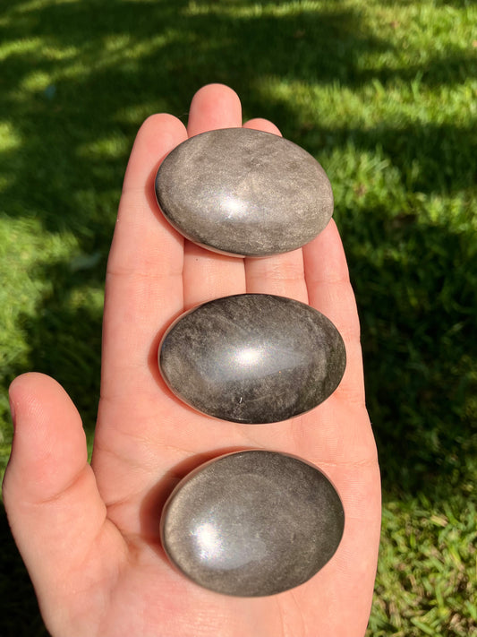 Silver Sheen Obsidian Palmstone