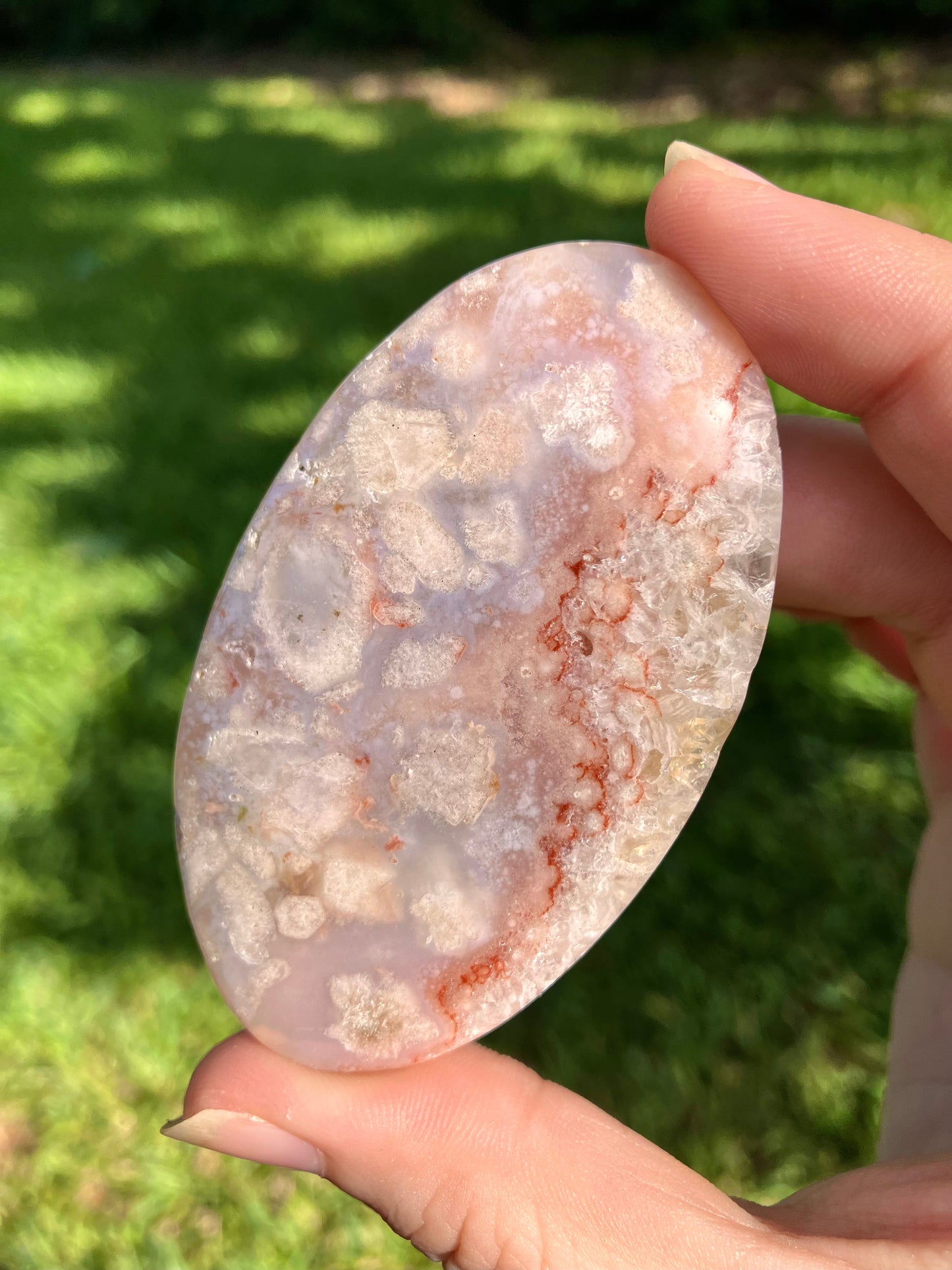 Flower Agate Palm Stone