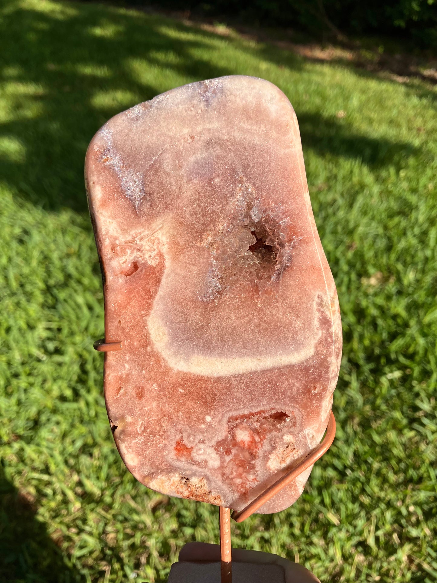 Pink Amethyst High Quality Slab on Stand