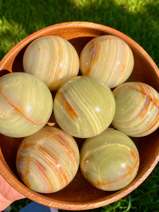 Green Banded Calcite Sphere
