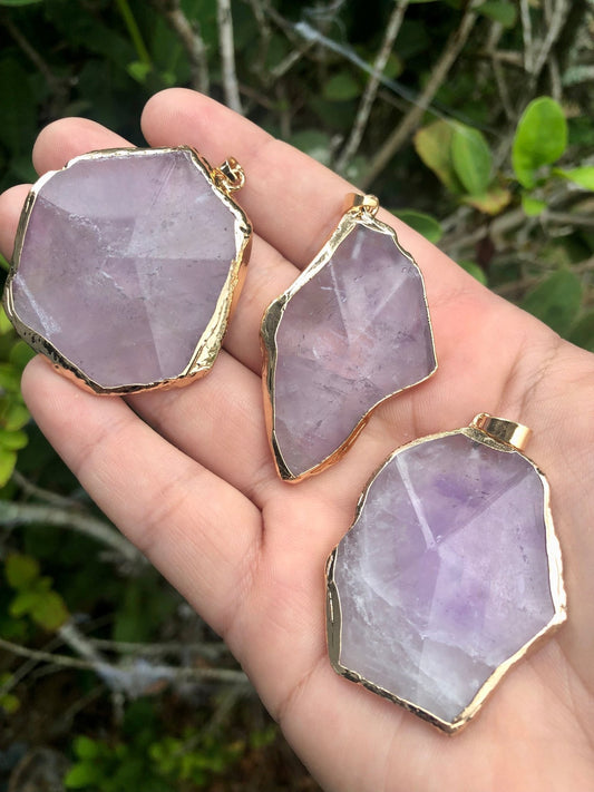 Amethyst Necklace - Gold Plated Pendant
