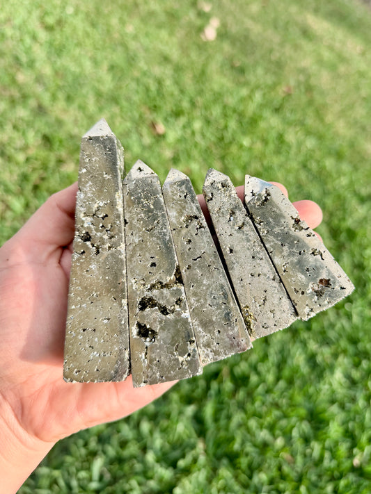 Pyrite Obelisk Tower – Intuitive Pick | Protection & Abundance Crystal