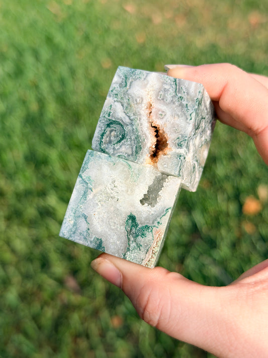 Moss Agate Cube