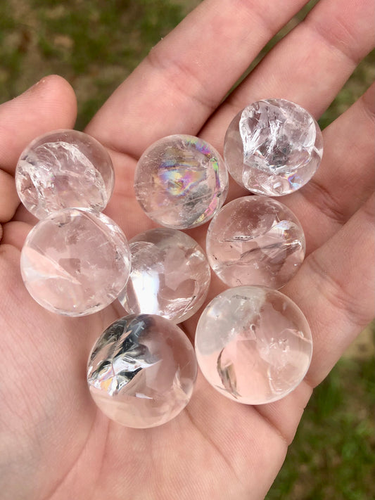 Clear Quartz Mini Spheres with Rainbows