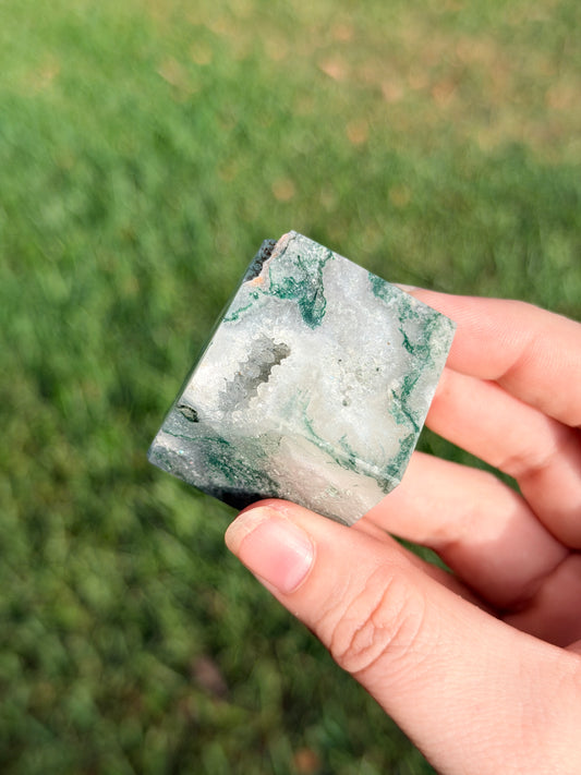 Moss Agate Cube