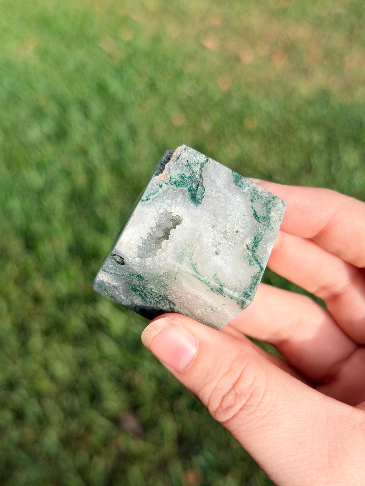 Moss Agate Cube