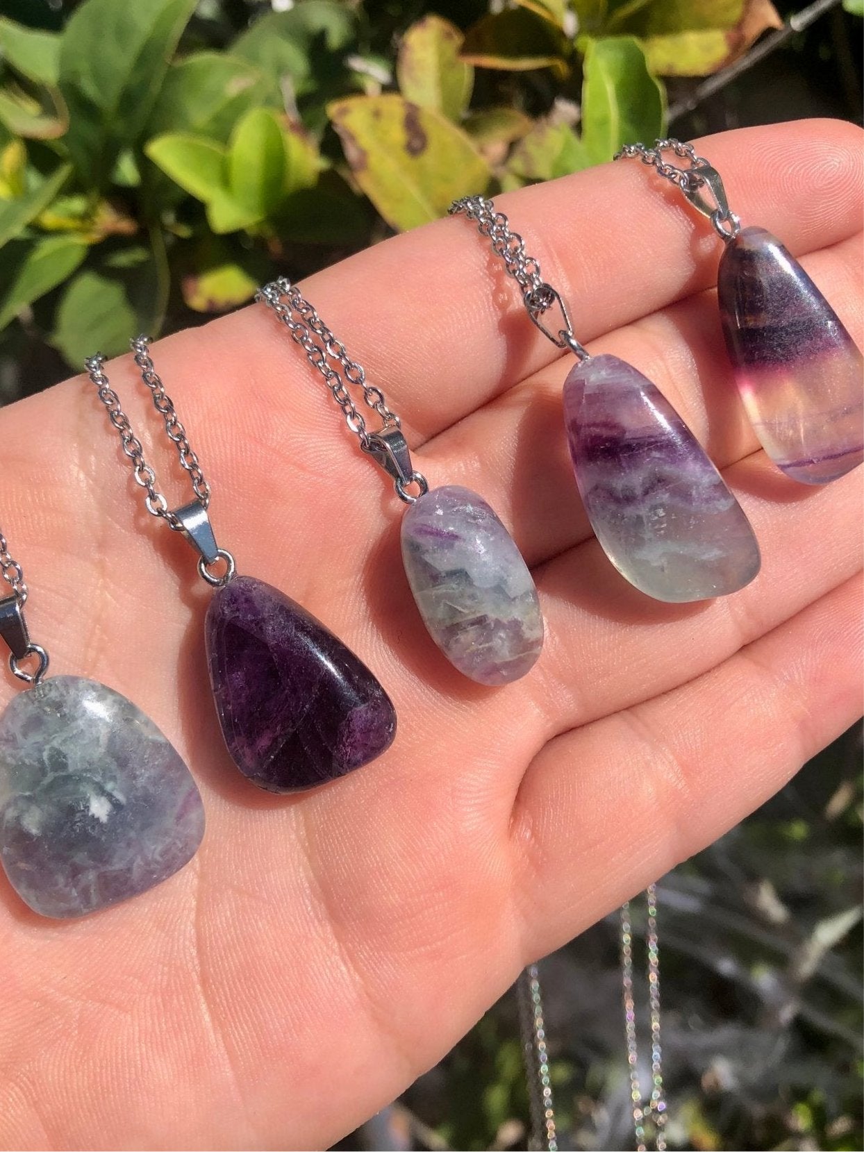 Fluorite Crystal Pendant Necklace