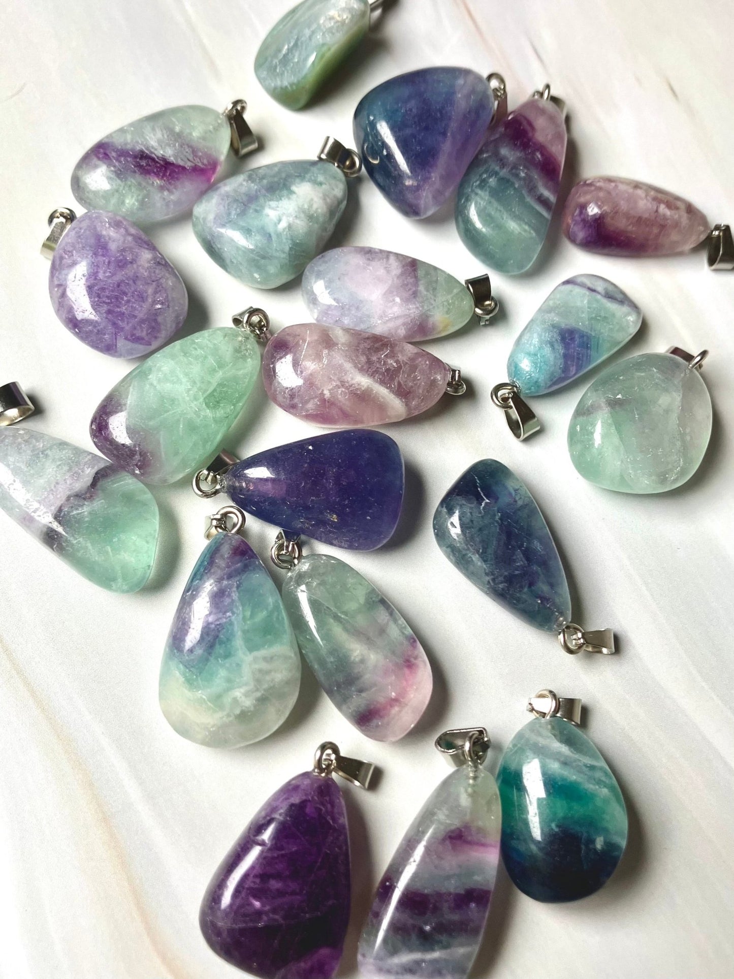 Fluorite Crystal Pendant Necklace – Handmade, 1” on 18” Chain