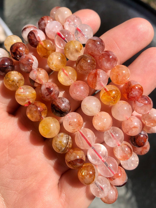 Golden Healer & Fire Quartz 8mm Bracelet – Energy & Transformation