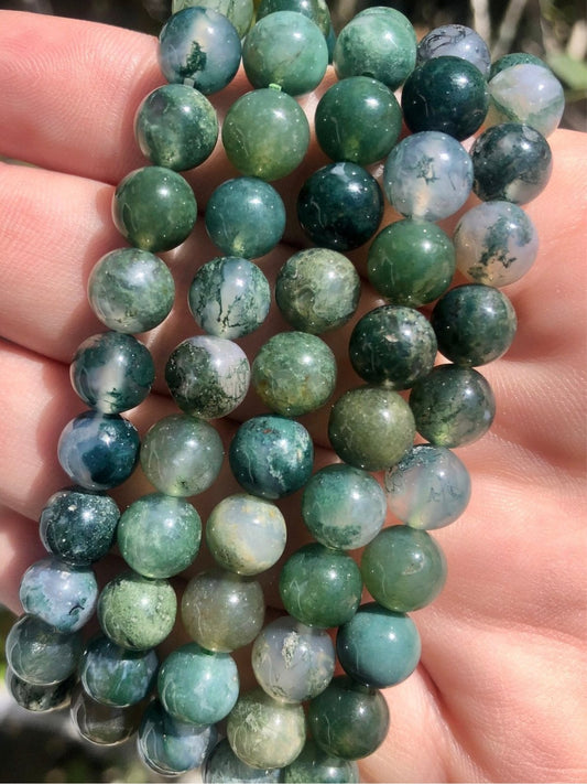 Moss Agate 8mm Bracelet