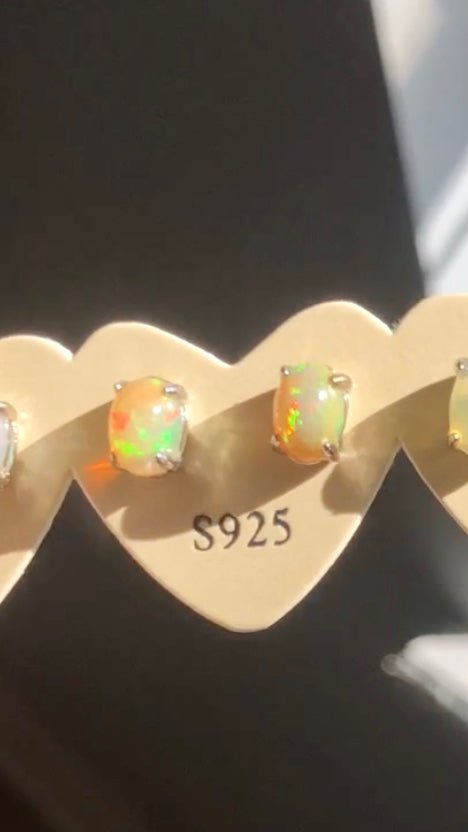 Opal Flashy Natural Stud Earrings - S925 High Quality Flash