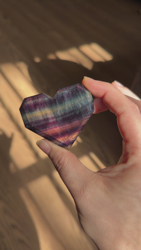 Fluorite Faceted Heart