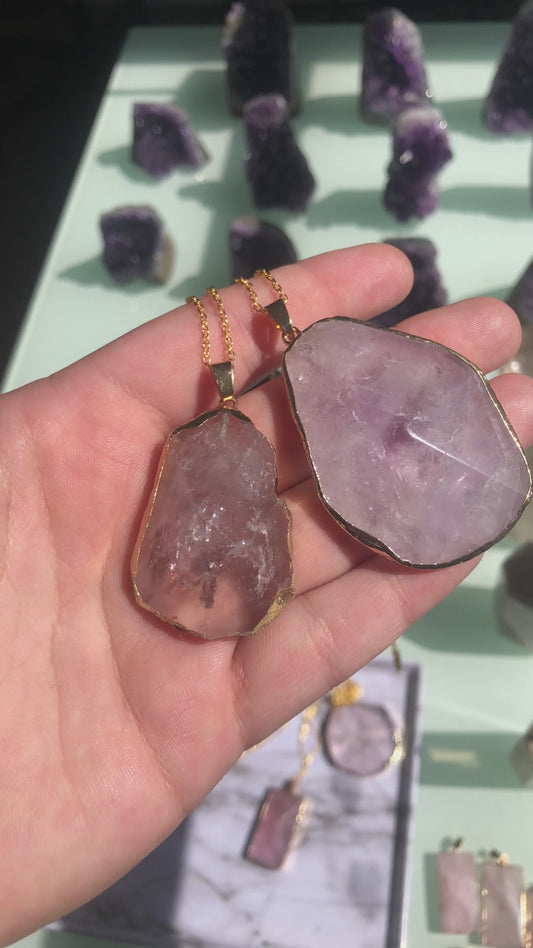 Amethyst Necklace - Gold Plated Pendant