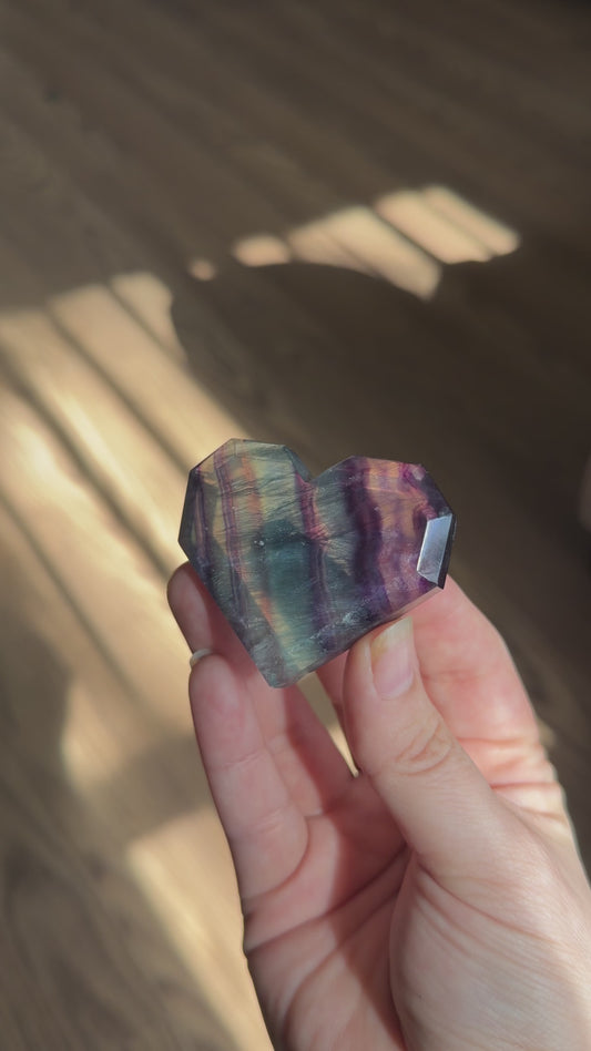 Fluorite Faceted Heart