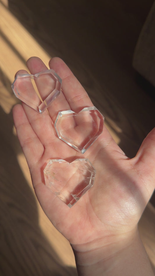 Clear Quartz Faceted Heart