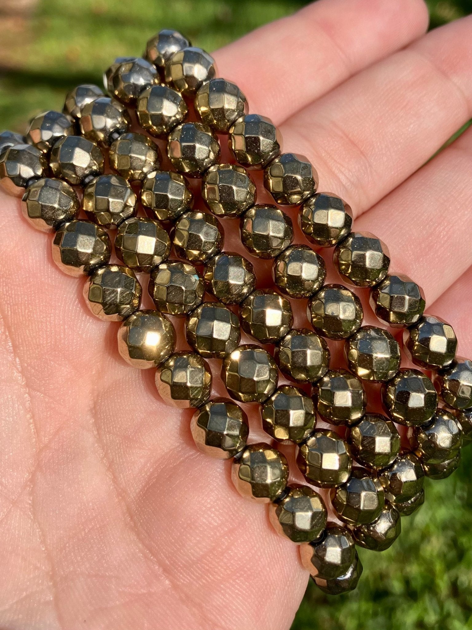 Pyrite Faceted 8mm Bracelet – Protection & Prosperity