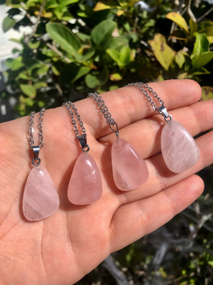 Rose Quartz Crystal Pendant Necklace