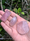 Rose Quartz Necklace - Gold Plated Pendant