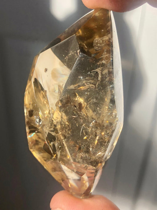 Smoky Quartz Gem Cut with Rainbows